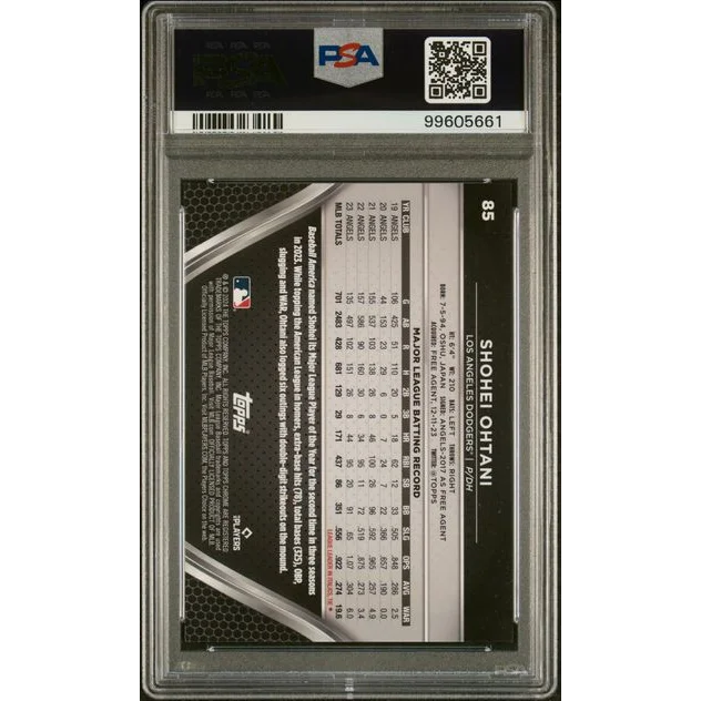 Graded 2024 Topps Chrome Black Shohei Ohtani #85 /99 Green Refractor Baseball Card PSA 10 Gem Mint | PSA 10 Gem Mint Graded Baseball Card | vintageantiquesgifts.com