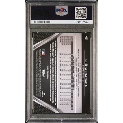 Black Shota Imanaga baseball card PSA in Topp’s Chrome Black holder, gem mint graded