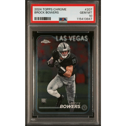 Graded 2024 Topps Chrome Brock Bowers #207 Rookie RC Football Card PSA 10 Gem Mint | Hall of Fame Sports Memorabilia | vintageantiquesgifts.com