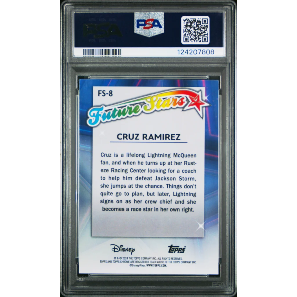 Graded 2024 Topps Chrome Disney Cruz Ramirez FS8 Future Stars Cars 3 Trading Card PSA 10 Gem Mint | PSA 10 Gem Mint Graded Collectible Card | vintageantiquesgifts.com