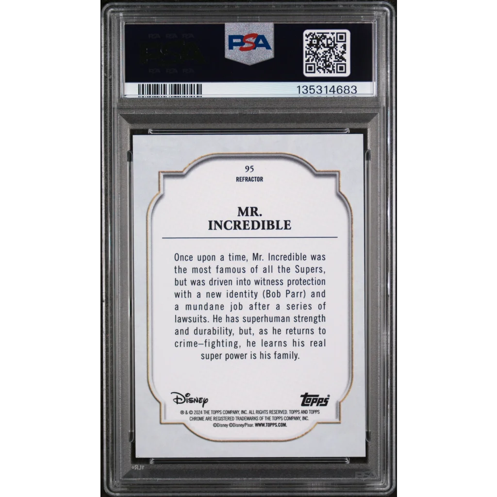 Graded 2024 Topps Chrome Disney Mr. Incredible 95 Refractor The Incredibles Trading Card PSA 10 Gem Mint | PSA 10 Gem Mint Graded Collectible Card | vintageantiquesgifts.com
