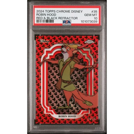 Graded 2024 Topps Chrome Disney Robin Hood 35 28 Red and Black Refractor PSA 10 Gem Mint | Hall of Fame Sports Memorabilia | vintageantiquesgifts.com