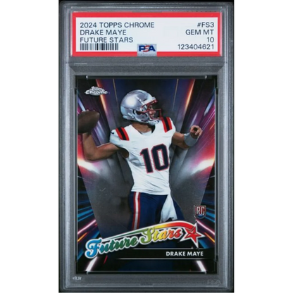 Graded 2024 Topps Chrome Drake Maye #FS3 Future Stars Rookie RC Football Card PSA 10 Gem Mint