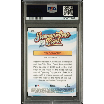 Graded 2024 Topps Chrome Elly De La Cruz #4 Summertime in the Park Rookie RC Baseball Card PSA 10 Gem Mint | PSA 10 Gem Mint Graded Rookie Card | vintageantiquesgifts.com