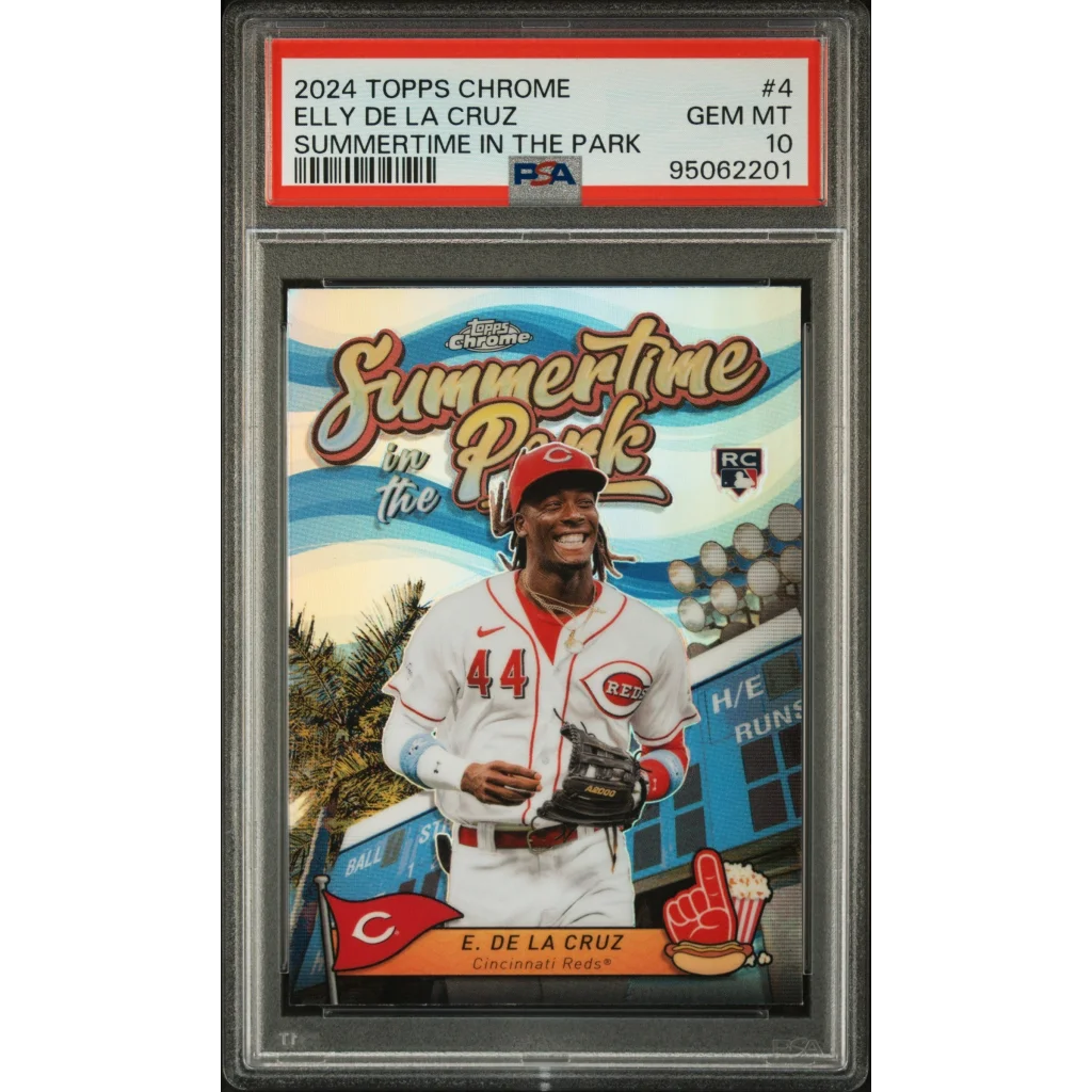 Graded 2024 Topps Chrome Elly De La Cruz #4 Summertime in the Park Rookie RC Baseball Card PSA 10 Gem Mint | Hall of Fame Sports Memorabilia | vintageantiquesgifts.com