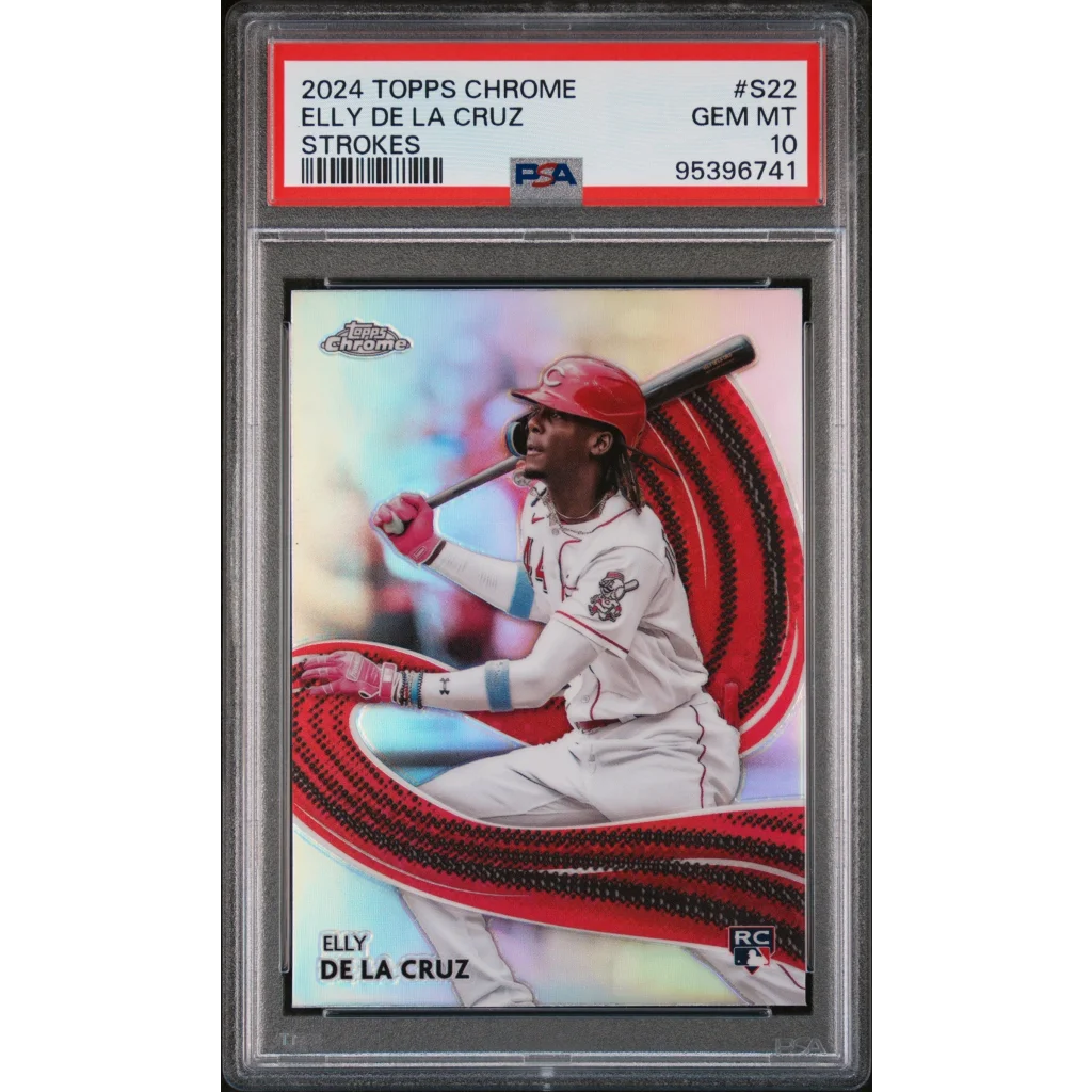Graded 2024 Topps Chrome Elly De La Cruz #S22 Strokes Rookie RC Baseball Card PSA 10 Gem Mint | Hall of Fame Sports Memorabilia | vintageantiquesgifts.com