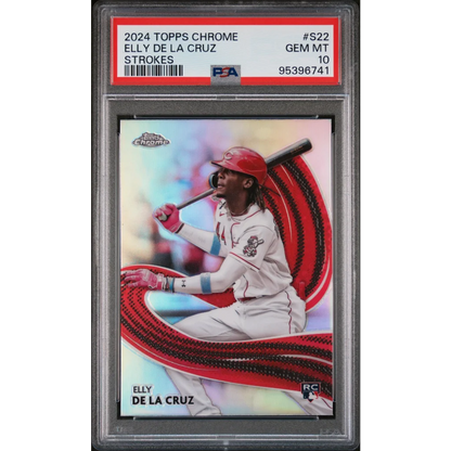 Graded 2024 Topps Chrome Elly De La Cruz #S22 Strokes Rookie RC Baseball Card PSA 10 Gem Mint | Hall of Fame Sports Memorabilia | vintageantiquesgifts.com