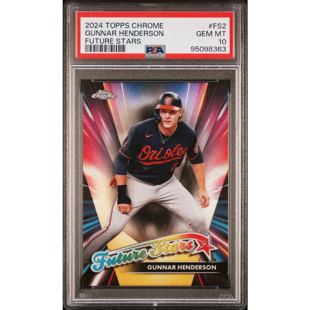 Graded 2024 Topps Chrome Gunnar Henderson Future Stars baseball card PSA 10 GEM MT