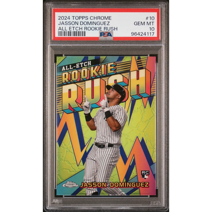 Graded PSA 10 Gem Mint 2024 Topps Chrome Jasson Dominguez #10 Rookie Card