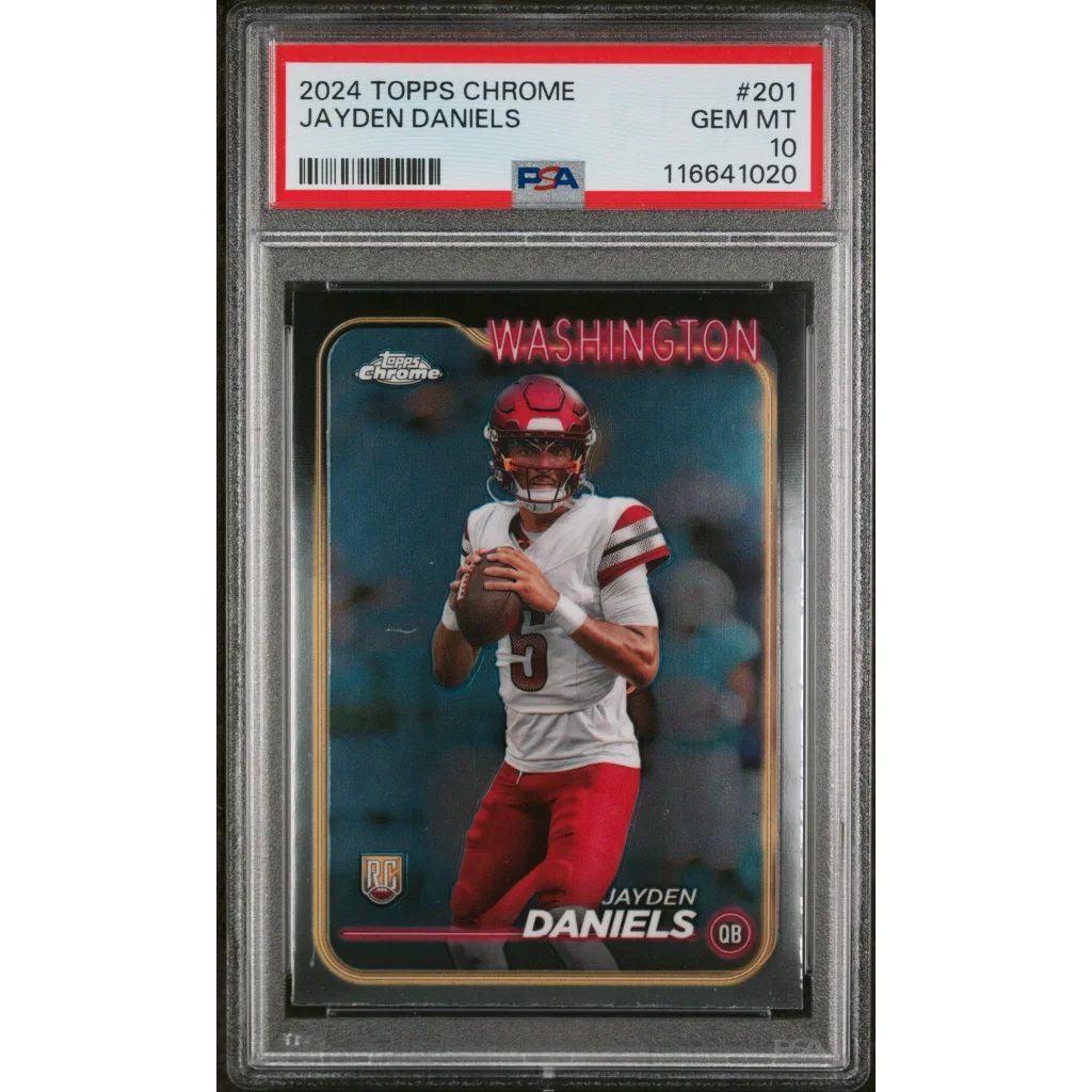 Graded 2024 Topps Chrome Jayden Daniels #201 Rookie RC Football Card PSA 10 Gem Mint | Hall of Fame Sports Memorabilia | vintageantiquesgifts.com