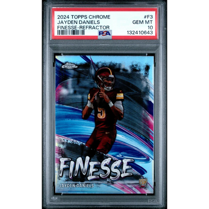 Graded 2024 Topps Chrome Jayden Daniels #F3 Finesse Refractor Rookie RC Football Card PSA 10 Gem Mint | Hall of Fame Sports Memorabilia | vintageantiquesgifts.com