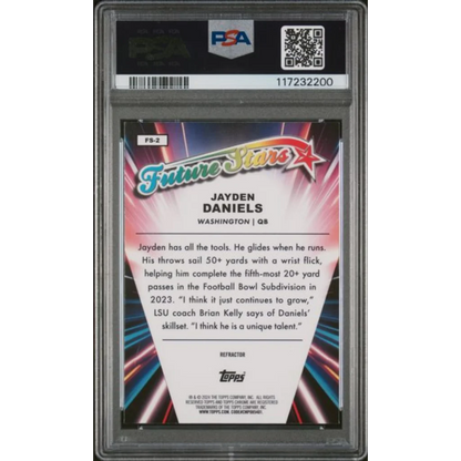 PSA 10 Graded 2024 Topps Chrome Jayden Daniels Future Stars Refractor Rookie Card