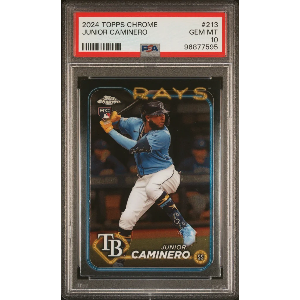 Graded 2024 Topps Chrome Junior Caminero #213 RC PSA 10 Gem Mint
