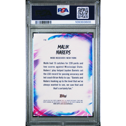 Graded Malik Nabers 2024 Topps Chrome Finesse Rookie Card in PSA holder