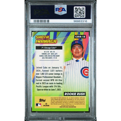 Graded 2024 Topps Chrome Shota Imanaga #18 All Etch Rookie Rush Rookie RC Baseball Card PSA 10 Gem Mint | PSA 10 Gem Mint Graded Rookie Card | vintageantiquesgifts.com