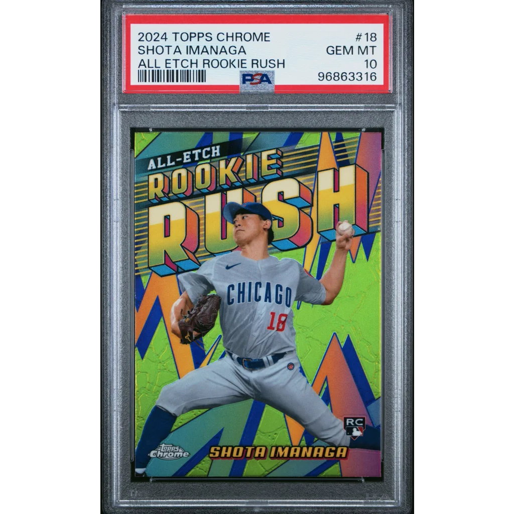 Graded 2024 Topps Chrome Shota Imanaga #18 All Etch Rookie Rush Rookie RC Baseball Card PSA 10 Gem Mint | Hall of Fame Sports Memorabilia | vintageantiquesgifts.com