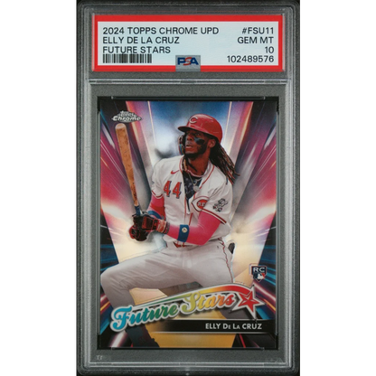 Graded 2024 Topps Chrome Update Elly De La Cruz #FSU11 Future Stars Rookie RC Baseball Card PSA 10 Gem Mint | Hall of Fame Sports Memorabilia | vintageantiquesgifts.com