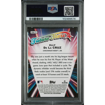 Graded 2024 Topps Chrome Update Elly De La Cruz #FSU11 Future Stars Rookie RC Baseball Card PSA 10 Gem Mint | PSA 10 Gem Mint Graded Rookie Card | vintageantiquesgifts.com