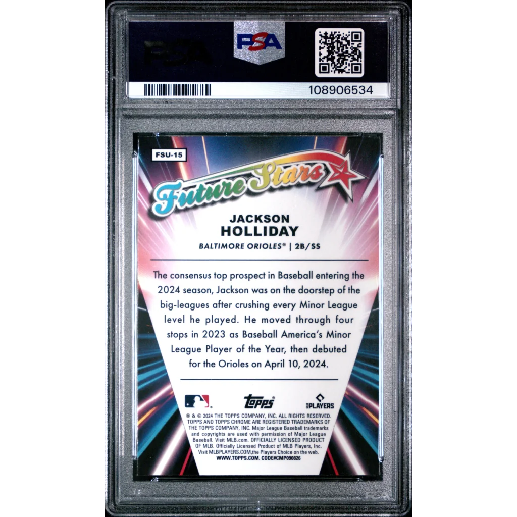 PSA 8 Graded 2024 Topps Chrome Jackson Holliday Future Stars Rookie Card