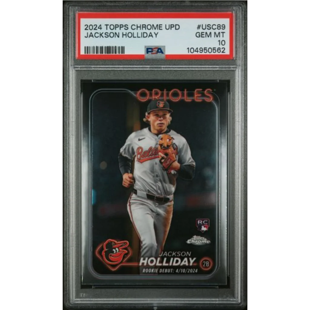 Graded 2024 Topps Chrome Update Jackson Holliday USC89 Rookie RC Baseball Card PSA 10 Gem Mint | Hall of Fame Sports Memorabilia | vintageantiquesgifts.com
