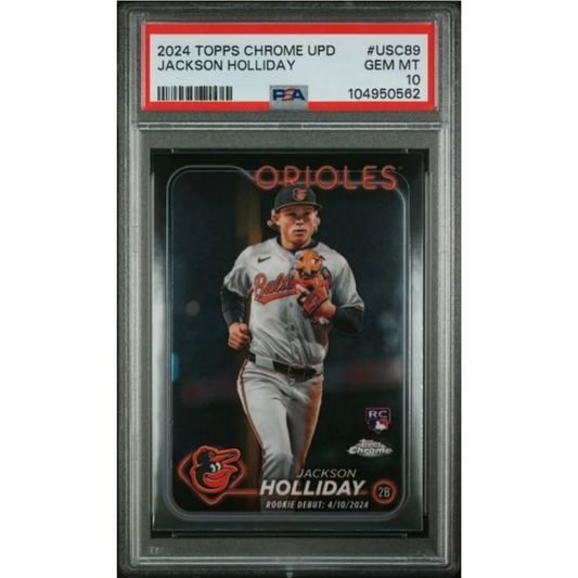 Graded 2024 Topps Chrome Update Jackson Holliday USC89 Rookie RC Baseball Card PSA 10 Gem Mint | Hall of Fame Sports Memorabilia | vintageantiquesgifts.com