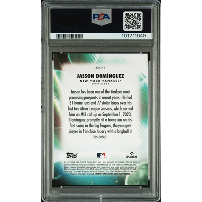 Graded Jasson Dominguez baseball card in protective slab for collectors