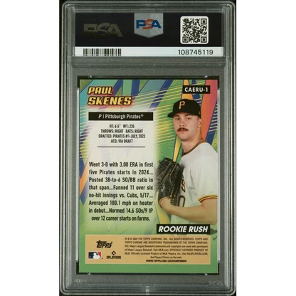 Graded 2024 Topps Chrome Update Paul Skenes #1 /99 All Etch Rookie Rush Green Refractor Rookie RC Baseball Card PSA 10 Gem Mint | PSA 10 Gem Mint Graded Rookie Card | vintageantiquesgifts.com