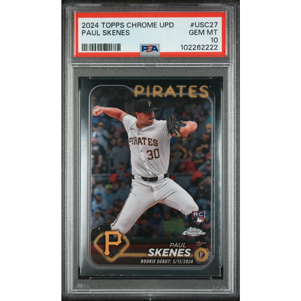 Graded 2024 Topps Chrome Update Paul Skenes #USC27 Rookie RC Baseball Card PSA 10 Gem Mint | Hall of Fame Sports Memorabilia | vintageantiquesgifts.com