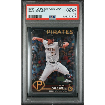 Graded 2024 Topps Chrome Update Paul Skenes #USC27 Rookie RC Baseball Card PSA 10 Gem Mint | Hall of Fame Sports Memorabilia | vintageantiquesgifts.com