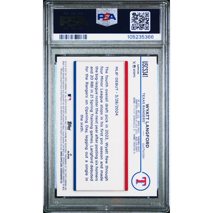 Graded 2024 Topps Chrome Update Sapphire Edition Wyatt Langford #341 Rookie RC Baseball Card PSA 10 Gem Mint | PSA 10 Gem Mint Graded Rookie Card | vintageantiquesgifts.com