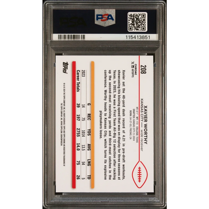 Graded 2024 Topps Chrome Xavier Worthy #208 Rookie RC Football Card PSA 10 Gem Mint