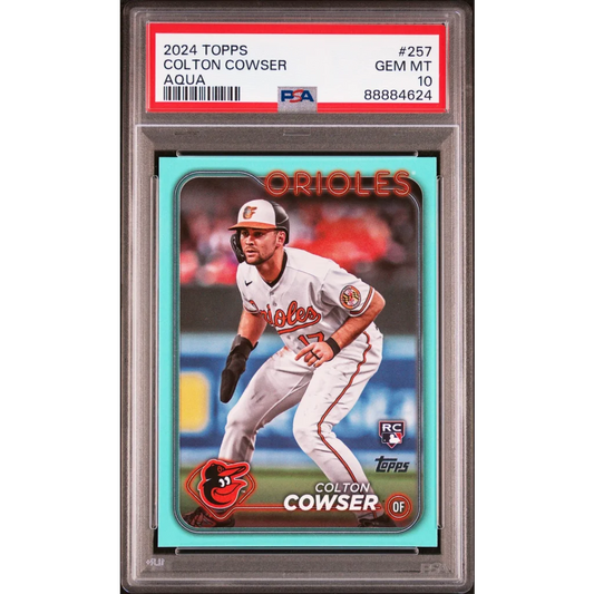 Graded 2024 Topps Colton Cowser #257 Aqua Rookie RC Baseball Card PSA 10 Gem Mint | Hall of Fame Sports Memorabilia | vintageantiquesgifts.com