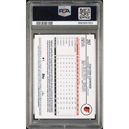 Graded PSA 10 Colton Cowser baseball card from 2024 Topps Holo set