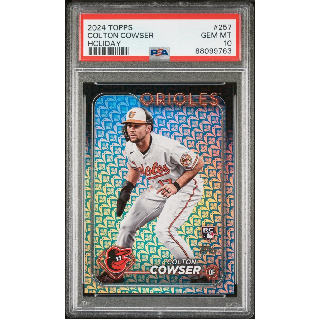 Graded 2024 Topps Colton Cowser #257 Holiday Rookie RC Baseball Card PSA 10 Gem Mint | Hall of Fame Sports Memorabilia | vintageantiquesgifts.com