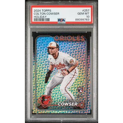Graded 2024 Topps Colton Cowser #257 Holiday Rookie RC Baseball Card PSA 10 Gem Mint | Hall of Fame Sports Memorabilia | vintageantiquesgifts.com