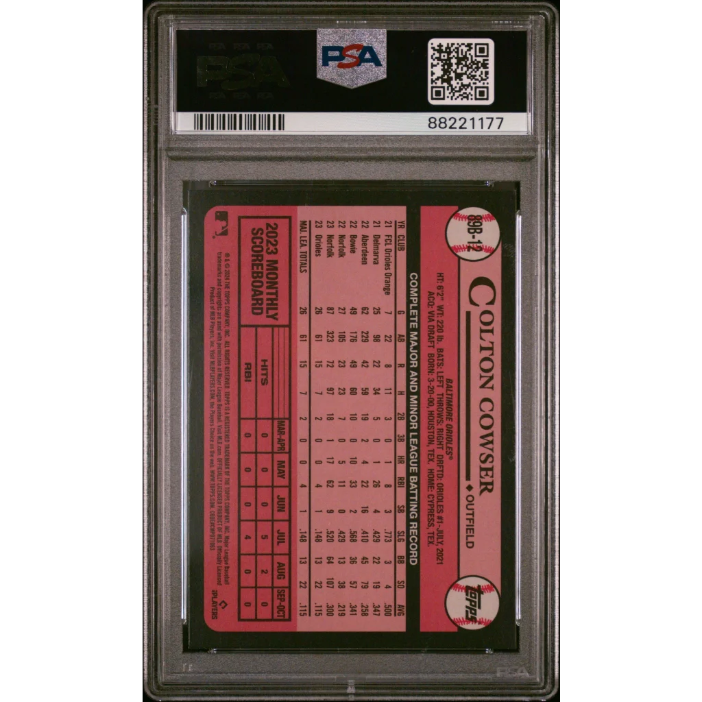 Graded 2024 Topps Colton Cowser #89B12 1989 Topps Rookie RC Baseball Card PSA 10 Gem Mint | PSA 10 Gem Mint Graded Rookie Card | vintageantiquesgifts.com