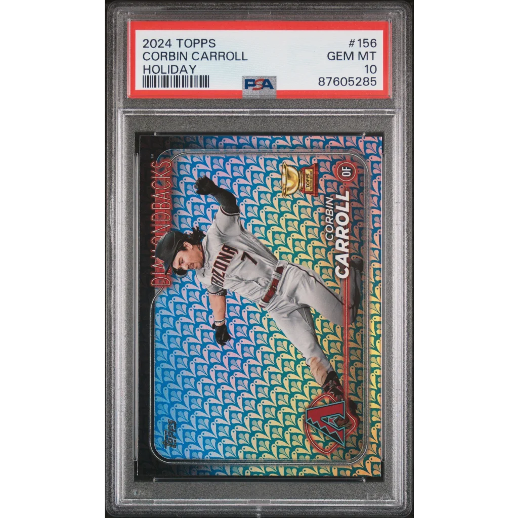 Graded PSA 10 2024 Topps Corbin Carroll #156 Holiday Rookie Gold Cup Card