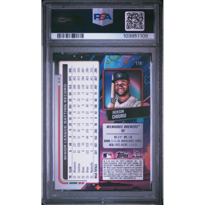 Graded 2024 Topps Cosmic Chrome Jackson Chourio #179 RC PSA 10 Gem Mint
