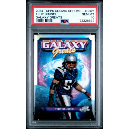 Graded 2024 Topps Cosmic Chrome Tedy Bruschi #GG21 Galaxy Greats Football Card PSA 10 Gem Mint
