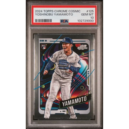 Graded 2024 Topps Cosmic Chrome Yoshinobu Yamamoto #125 Rookie RC Baseball Card PSA 10 Gem Mint