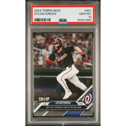 Graded PSA 10 Gem Mint 2024 Topps Now Dylan Crews #601 Rookie Card