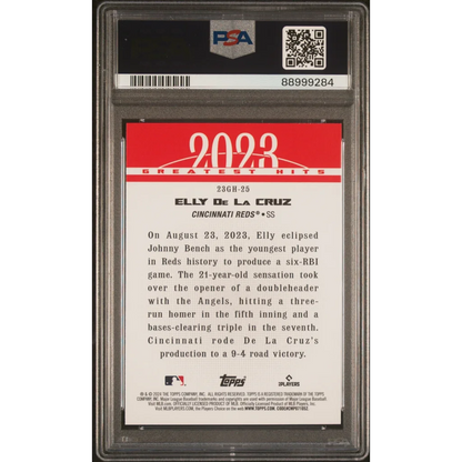 PSA-graded 2023 Elly De La Cruz Topps Greatest Hits Gem Mint baseball card