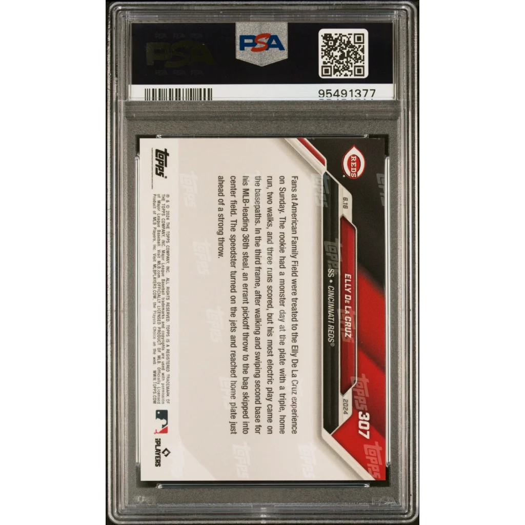 PSA graded Elly De La Cruz baseball card from 2024 Topps Now collection