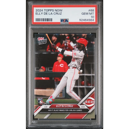 A graded Elly De La Cruz baseball card by PSA, a professional sports authenticator