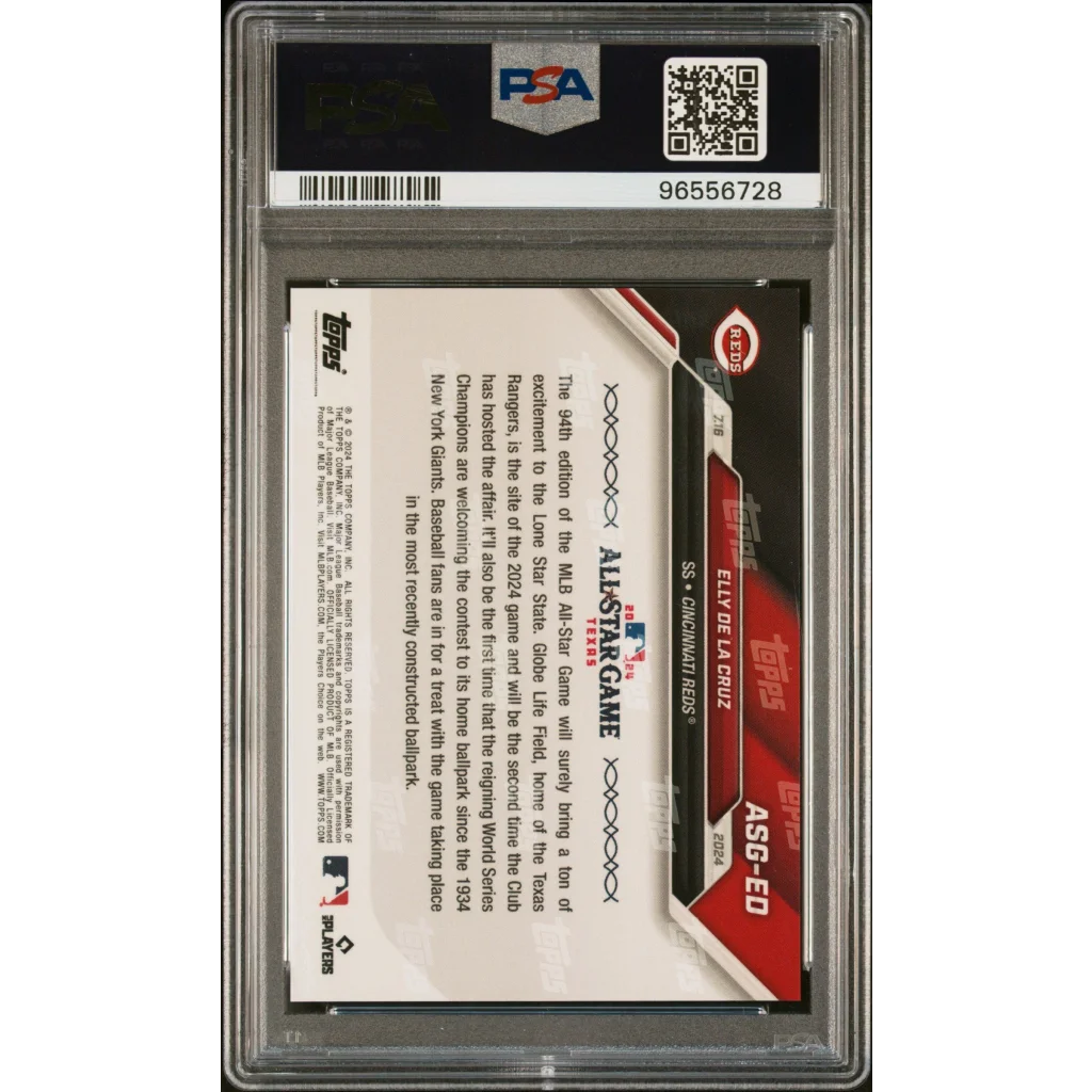 PSA 10 Graded 2024 Topps Now Elly De La Cruz All-Star Rookie Card in Red and White Slab