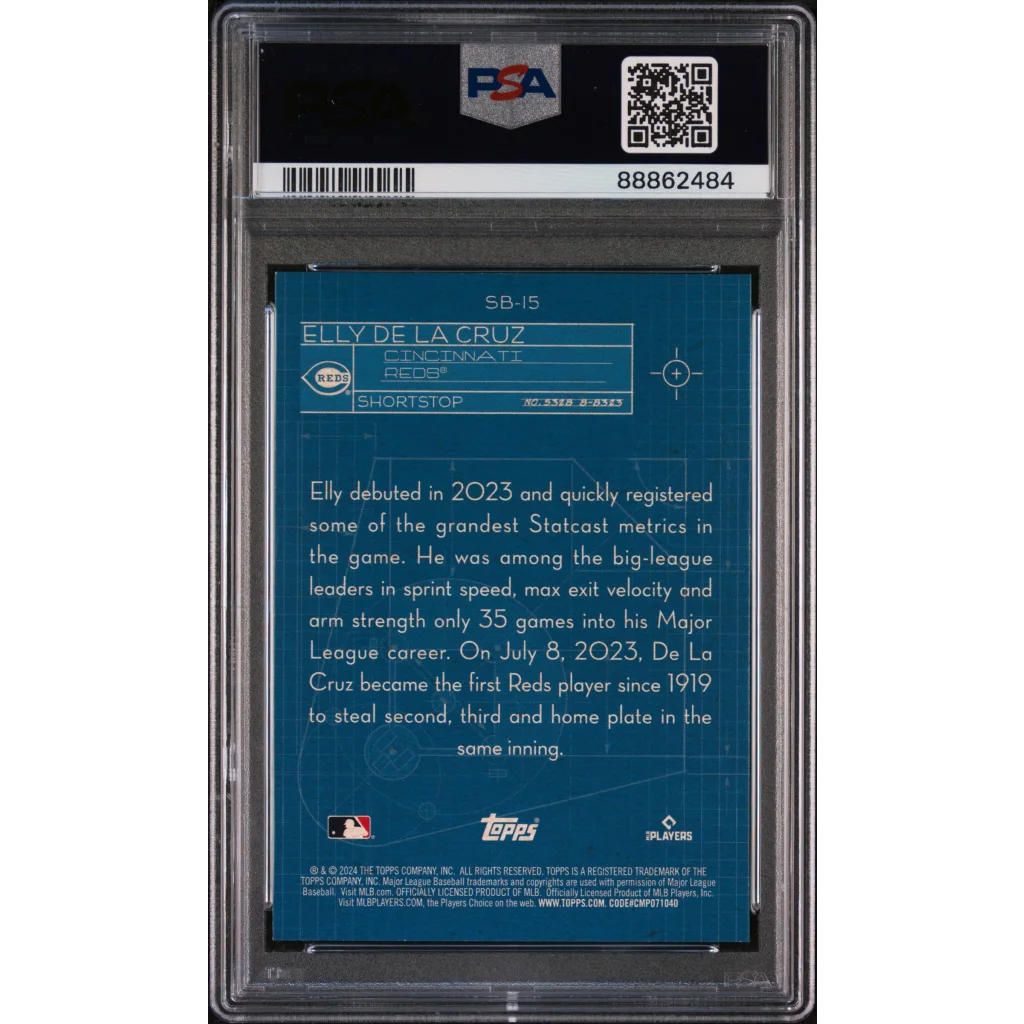 Graded 2024 Topps Elly De La Cruz #SB15 Superstar Blueprint Rookie RC Baseball Card PSA 10 Gem Mint | PSA 10 Gem Mint Graded Rookie Card | vintageantiquesgifts.com