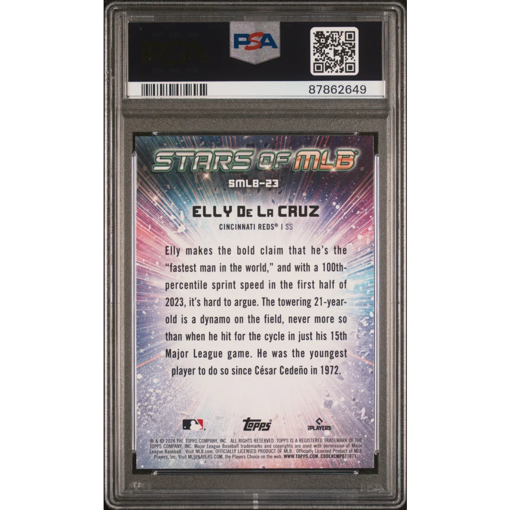 Gem mint Topps Elly De La Cruz baseball card in PSA graded stars of MLB set