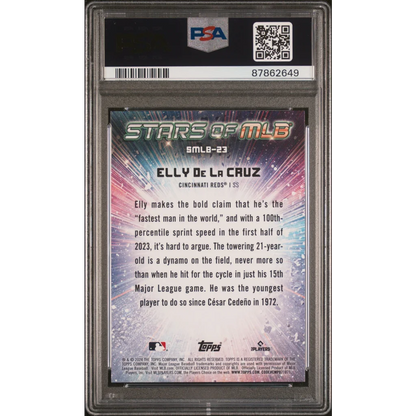 Gem mint Topps Elly De La Cruz baseball card in PSA graded stars of MLB set