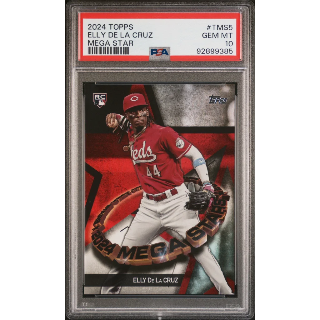 Graded 2024 Topps Elly De La Cruz #TMS5 Mega Star Rookie RC Baseball Card PSA 10 Gem Mint | Hall of Fame Sports Memorabilia | vintageantiquesgifts.com