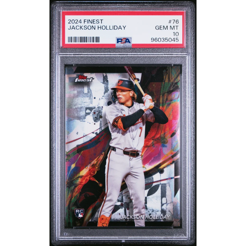 Graded 2024 Topps Finest Jackson Holliday #76 Rookie RC Baseball Card PSA 10 Gem Mint | Hall of Fame Sports Memorabilia | vintageantiquesgifts.com